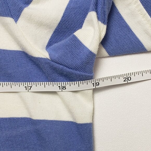 J.Crew Factory Short-Sleeve Striped Button-Shoulder Tee Women's Small Peri Blue - Picture 7 of 16
